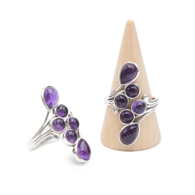 Bague argent et Améthyste - taille réglable