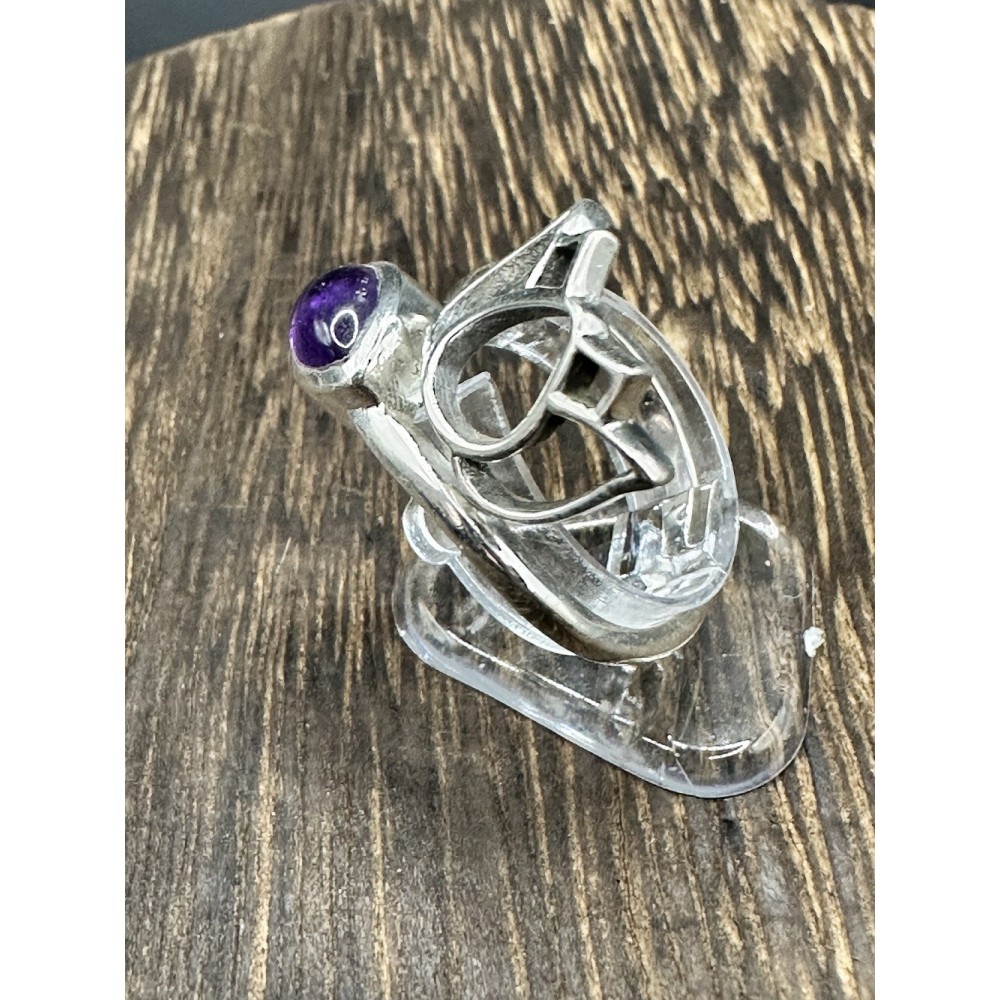 Bague argent et Améthyste fleur de Lotus- taille réglable