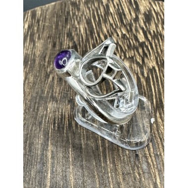 Bague argent et Améthyste fleur de Lotus- taille réglable