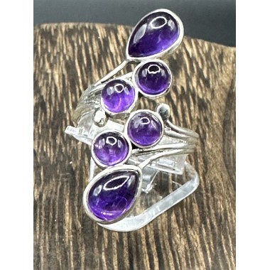 Bague argent et Améthyste - taille réglable