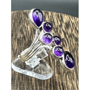 Bague argent et Améthyste - taille réglable