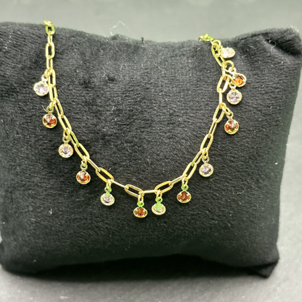 Bracelet mini breloques strass rouges et roses