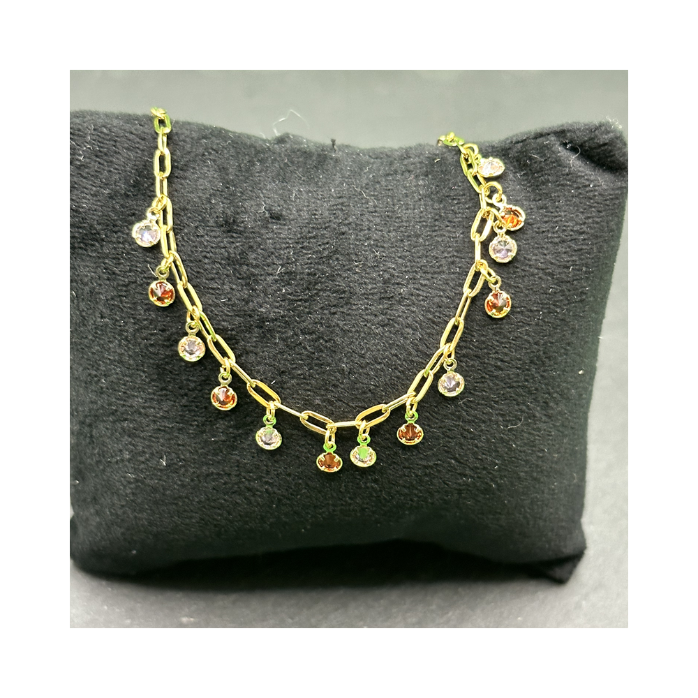 Bracelet mini breloques strass rouges et roses