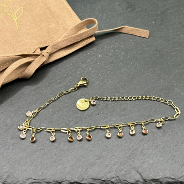 Bracelet mini breloques strass rouges et roses