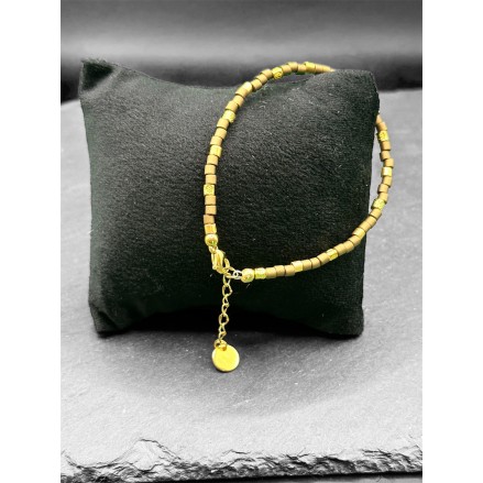 Bracelet perles de verre Miyuki, dorées et métallisées